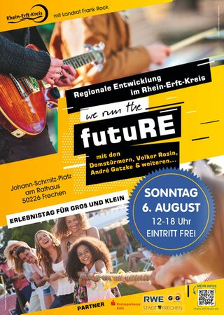 Plakat zum Erlebnistag "We run the future" am 06.08.2023 in Frechen
